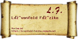Lövenfeld Füzike névjegykártya